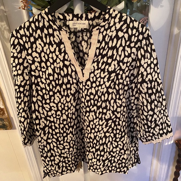 Jones New York Animal Print Linen Tunic S - Picture 1 of 7